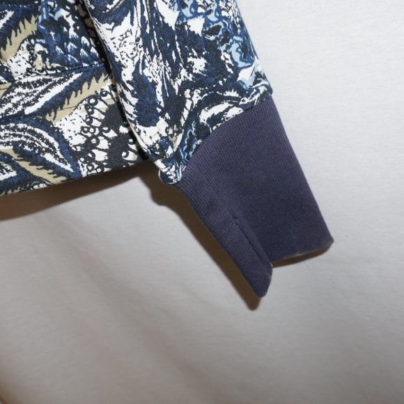 JOIE boxy French terry sweatshirt thumbholes LARGE blue abstract NWT cotton - Picture 2 of 8